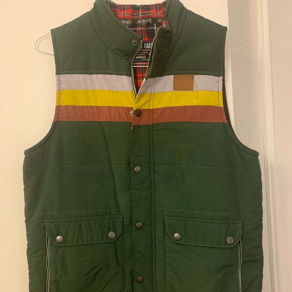 Unisex Medium Ski The East Down Vest in Vintage Colors and Flannel-Lined